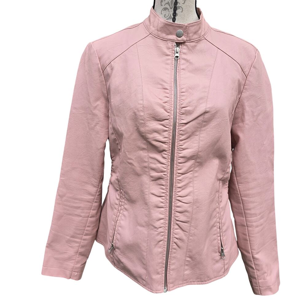 Coquette Pink Faux Leather Pink Jacket Baccini Size L
